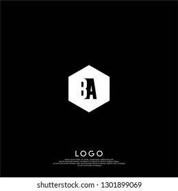 abstract geometric hexagon BA logo letters in the shadow design concept