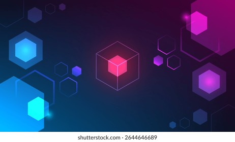 Fondo Abstractas del hexágono geométrico con el concepto de Tecnología moderno brillante del diseño del cubo
