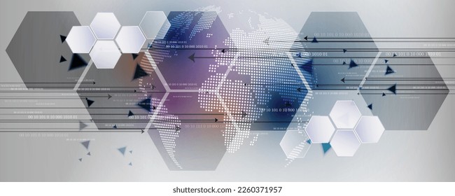 Resumen de la imagen de fondo de hexágono geométrico, el concepto de red de información de tecnología y comunicación
