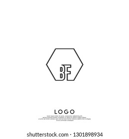 abstract geometric hexagon BF logo letters design concept in shadow shape