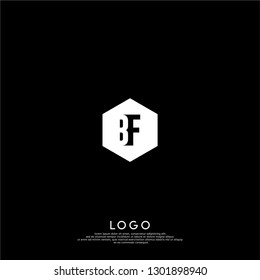 abstract geometric hexagon BF logo letters design concept in shadow shape