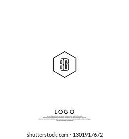 abstract geometric hexagon BG logo letters design concept in shadow shape