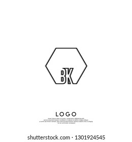 abstract geometric hexagon BK logo letters design concept in shadow shape