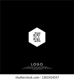 abstract geometric hexagon BK logo letters design concept in shadow shape