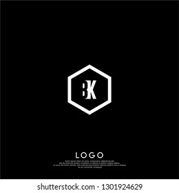 abstract geometric hexagon BK logo letters design concept in shadow shape