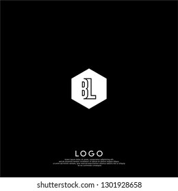 abstract geometric hexagon BL logo letters design concept in shadow shape