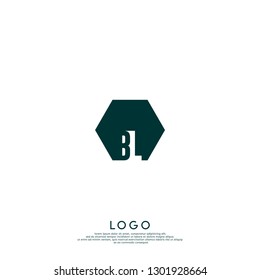 abstract geometric hexagon BL logo letters design concept in shadow shape