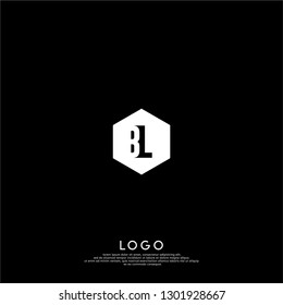 abstract geometric hexagon BL logo letters design concept in shadow shape