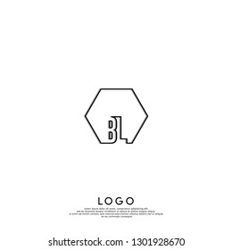 abstract geometric hexagon BL logo letters design concept in shadow shape
