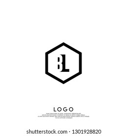 abstract geometric hexagon BL logo letters design concept in shadow shape