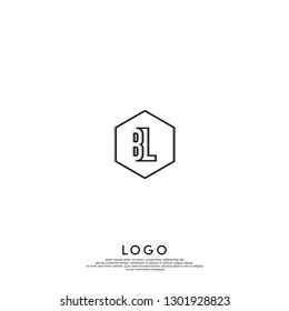 abstract geometric hexagon BL logo letters design concept in shadow shape