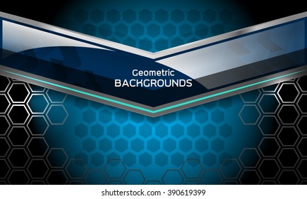 Abstract geometric hexagon blue background, Vector Illustration