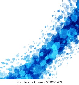 Abstract geometric hexagon blue vector background. Good for promotion materials, brochures, banners. Abstract Backdrop, Technology Background.