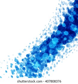 Abstract geometric hexagon blue vector background. Good for promotion materials, brochures, banners. Abstract Backdrop, Technology Background.
