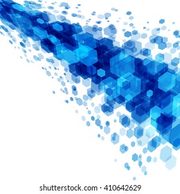 Abstract geometric hexagon blue vector background. Good for promotion materials, brochures, banners. Abstract Backdrop, Technology Background.