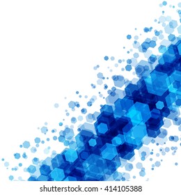 Abstract geometric hexagon blue vector background. Good for promotion materials, brochures, banners. Abstract Backdrop, Technology Background.