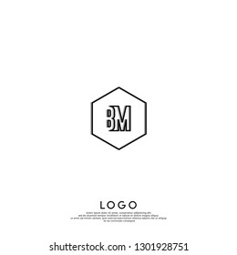 abstract geometric hexagon BM logo letters design concept in shadow shape