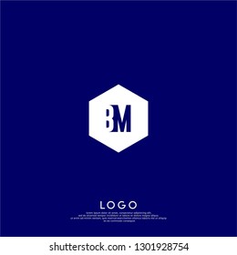 abstract geometric hexagon BM logo letters design concept in shadow shape