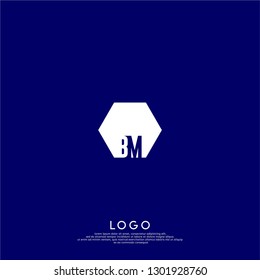 abstract geometric hexagon BM logo letters design concept in shadow shape