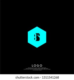abstract geometric hexagon BS logo letters design concept in shadow shape