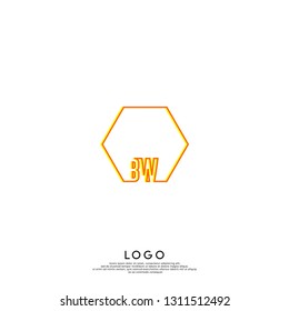 abstract geometric hexagon BW logo letters design concept in shadow shape