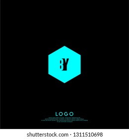 abstract geometric hexagon BY logo letters design concept in shadow shape