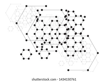 Abstract geometric hexagon with connect dots Background, Vector EPS 10.