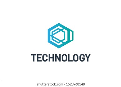 Abstract geometric hexagon connection line technology logo design vector template