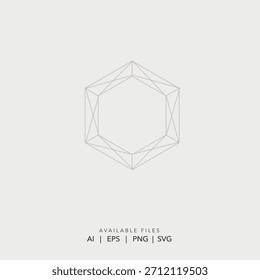 Vetor de logotipo de cubo de hexágono geométrico abstrato, ícone de tecnologia de estrutura de arames moderna representando a estrutura blockchain