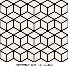 Abstract geometric hexagon cube pattern. A seamless vector background. Stylish graphic pattern. Black and white ornament