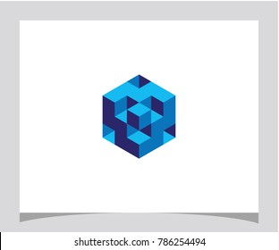 Abstract geometric hexagon cube symbol icon letter logo brand company design vector
