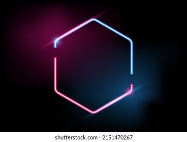 Abstract  geometric hexagon frame border light neon Effect, vector, illustration.