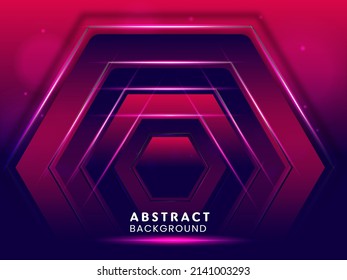Abstract Geometric Hexagon Frame Layer Background With Lighting Effect.