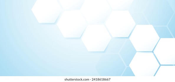 Abstract geometric hexagon futuristic digital hi-technology on a soft blue background. Vector illustration