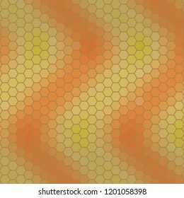 abstract geometric hexagon grid - background illustration from the shades of orange, green and brown