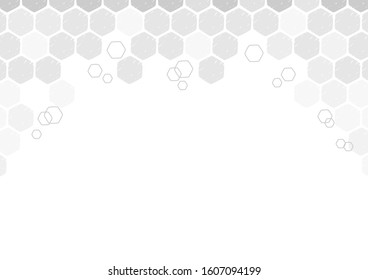 Abstract geometric with hexagon grid cell on white background vector illustration. Gray color.