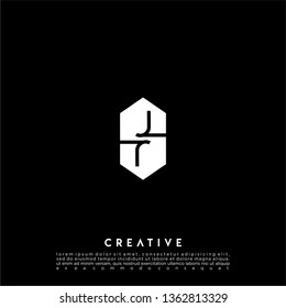 abstract geometric hexagon JJ logo letter design concept in black and white flat color