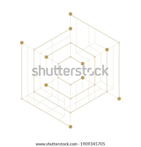 Abstract geometric hexagon. Lines minimalistic design.