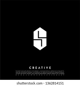 abstract geometric hexagon LL logo letter design concept in black and white flat color