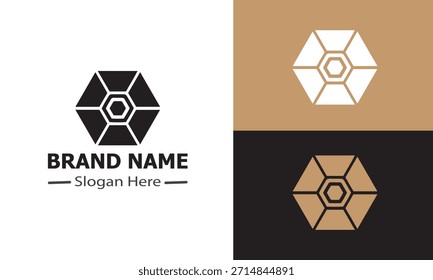 Abstract geometric hexagon logo design template with multiple color variations.
