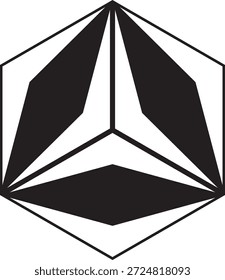 Abstractas logotipo geométrico hexagonal con una forma simétrica moderna. Símbolo de Vector blanco y negro mínimo adecuado para tecnología, corporativo, startup y marca digital
