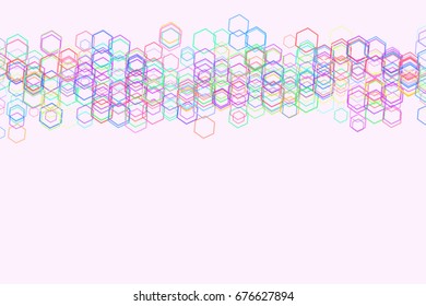 Abstract geometric hexagon pattern, colorful & artistic for graphic design, catalog, textile or texture printing & background. Vector illustration graphic.