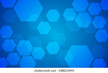 Abstract geometric hexagon pattern overlay on blue background. Technology pattern with copy space. Vector illustration.