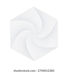 Abstract Geometric Hexagon Pattern with Swirling Lines in Pastel Purple and White