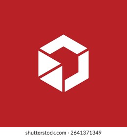 Abstract Geometric Hexagon Right Top Direction logo design vector template