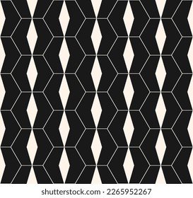Abstract geometric hexagon seamless pattern. Monochrome vector background with linear grid, lattice, hexagons, diamonds. Simple minimal black and white ornament texture. Modern dark repeat geo design