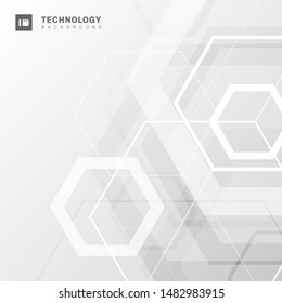 Abstract geometric hexagon shape technology digital futuristic concept white and gray background with space for your text. Vector illustration