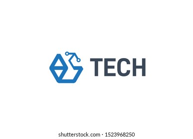 Abstract geometric hexagon technology logo design vector template