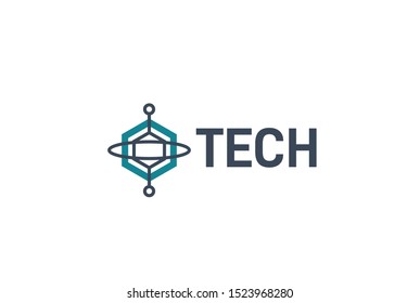 Abstract geometric hexagon technology logo design vector template