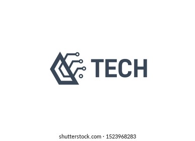 Abstract geometric hexagon technology logo design vector template